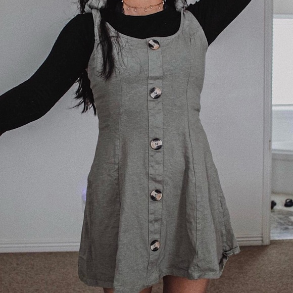 ASOS Gray Button-Front Mini Dress - Picture 3 of 4